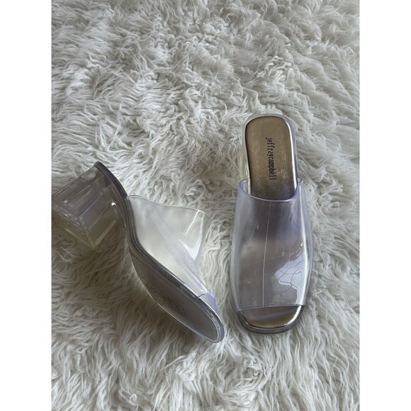 Jeffrey Campbell Women’s Size 9 Clear Slide Mule Heeled Sandals FLAW - Picture 3 of 12
